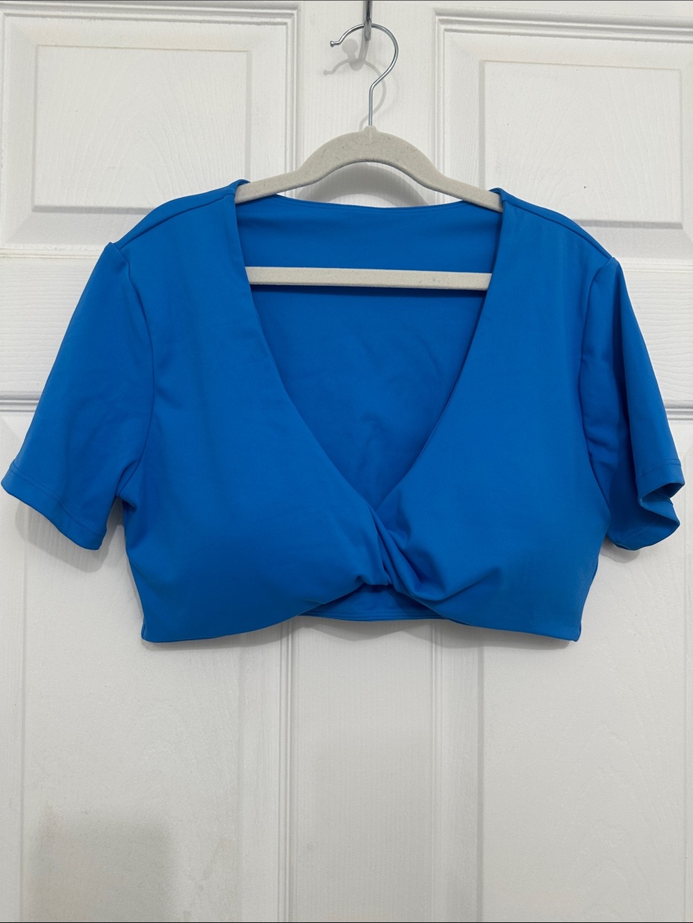 Amazon Blue Twist-Front Crop Top